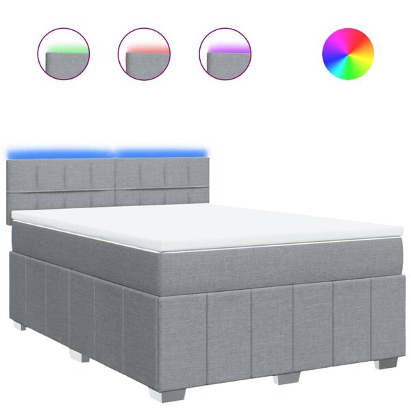 vidaXL Sommier à lattes de lit avec matelas Gris clair 140x190cm Tissu