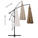 vidaXL Parasol suspendu avec poteau taupe 3 m