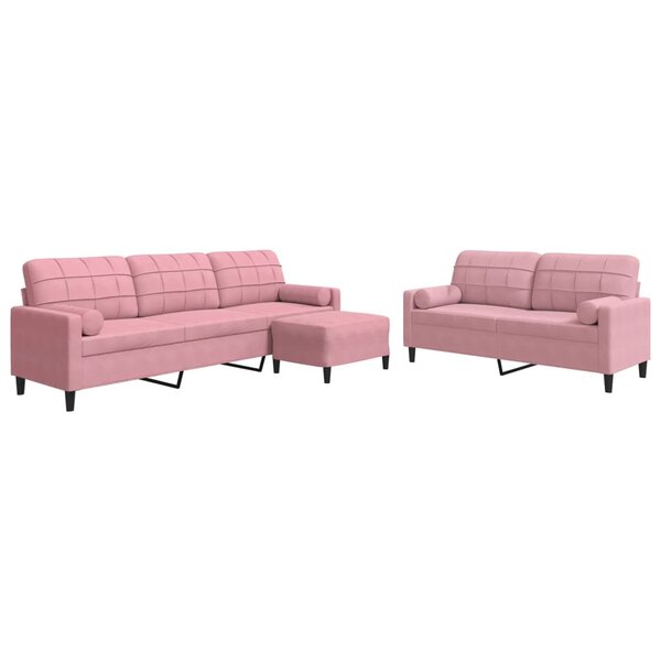 vidaXL Ensemble de canapés 3Pièces et coussins et traversins rose velours