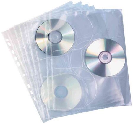 Sachet de 10 pochette perforée pour 3 CD/DVD A4 PP ELBA