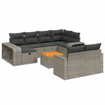 vidaXL Salon de jardin 11 Pièces avec coussins gris résine tressée