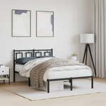 vidaXL Cadre de lit métal sans matelas avec tête de lit noir 120x200cm