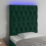 vidaXL Tête de lit à LED Vert foncé 80x7x118/128 cm Velours