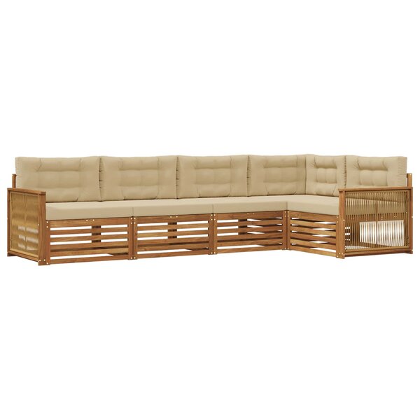 vidaXL Ensemble de canapés d'extérieur 5 Pièces Naturel et Beige