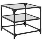 vidaXL Table basse avec dessus en verre transparent 50x50x45 cm acier