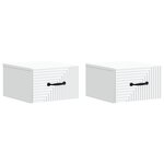 vidaXL Cabinet de chevet mural 2 Pièces Blanc 34 5 x 33 x 20 cm