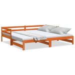 vidaXL Lit de jour avec lit gigogne cire marron 90x190 cm pin massif