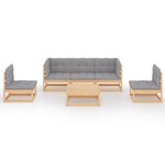 vidaXL Salon de jardin 6 Pièces avec coussins Bois de pin massif