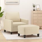 vidaXL Fauteuil avec repose-pied Crème 60 cm Tissu