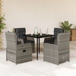 vidaXL Ensemble à manger de jardin 5 Pièces coussins gris résine tressée