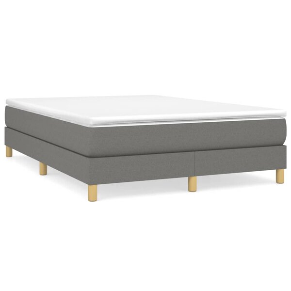 vidaXL Sommier à lattes de lit avec matelas Gris foncé 140x200cm Tissu