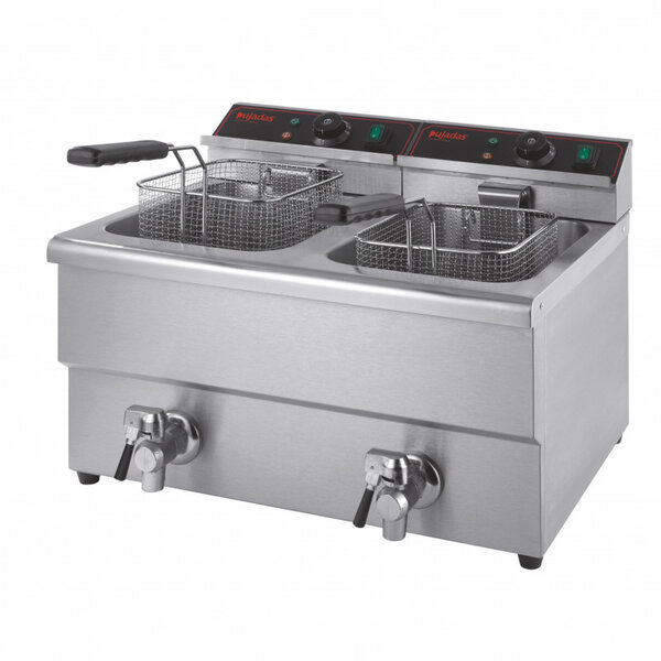 Friteuse professionnelle 2 x 8 litres avec robinet vidange - pujadas -  - acier inoxydable590 x500x420mm