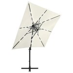 vidaXL Parasol déporté avec mât et lumières LED Sable 250 cm