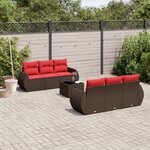 vidaXL Salon de jardin avec coussins 7 Pièces marron résine tressée