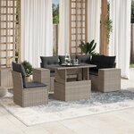 vidaXL Salon de jardin 6 Pièces avec coussins gris clair résine tressée