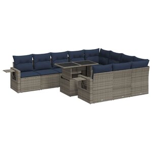 vidaXL Ensemble de canapés de jardin 11 Pièces et coussins rotin acacia