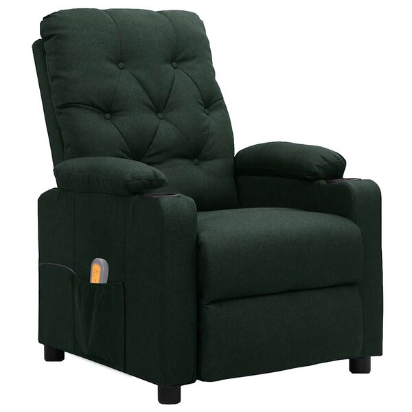 vidaXL Fauteuil de massage Vert foncé Tissu