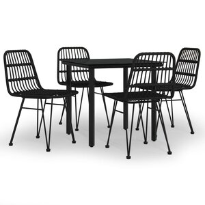 vidaXL Ensemble à manger de jardin 5 Pièces Noir Résine tressée