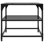 vidaXL Table basse avec dessus en verre noir 50x50x45 cm acier