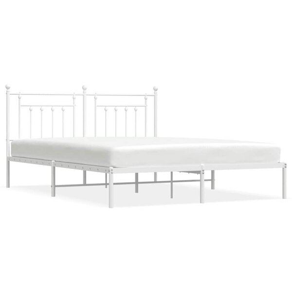 vidaXL Cadre de lit métal sans matelas et tête de lit blanc 180x200 cm