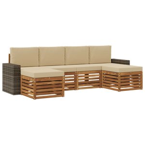 vidaXL Ensembles de canapés avec coussin 6 Pièces Naturel et Beige