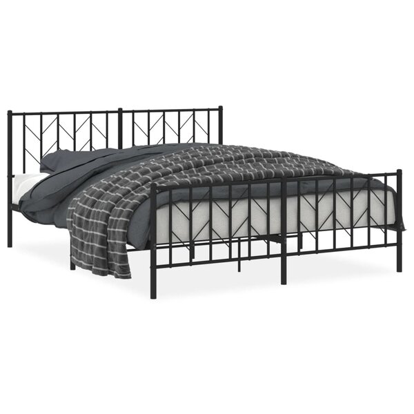 vidaXL Cadre de lit métal sans matelas avec pied de lit noir 160x200cm