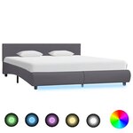 vidaXL Cadre de lit avec LED sans matelas Gris Similicuir 180x200 cm