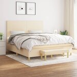 vidaXL Sommier à lattes de lit avec matelas Crème 180x200 cm Tissu
