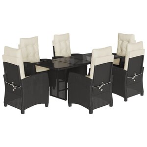vidaXL Ensemble à manger de jardin coussins 7Pièces Noir Résine tressée