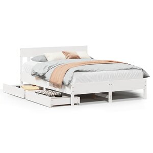 vidaXL Cadre de lit sans matelas blanc 160x200 cm bois de pin massif