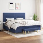vidaXL Sommier à lattes de lit avec matelas Bleu 200x200 cm Tissu