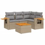 vidaXL Salon de jardin avec coussins 5 Pièces beige résine tressée