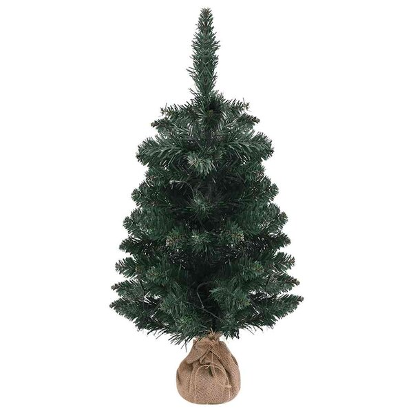 vidaXL Sapin de Noël artificiel pré-éclairé et supports vert 90 cm PVC