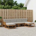vidaXL Ensemble de canapés d'extérieur 6 Pièces Naturel et gris clair