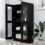 vidaXL Armoire à vitrine Noir 82 5x30 5x150 cm Bois d'ingénierie