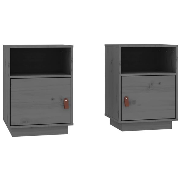 vidaXL Tables de chevet 2 Pièces Gris 40x34x55 cm Bois de pin massif