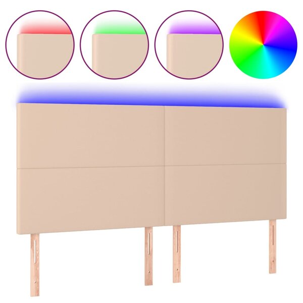 vidaXL Tête de lit à LED Cappuccino 180x5x118/128 cm Similicuir
