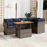 vidaXL Salon de jardin 6 Pièces avec coussins gris résine tressée