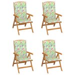 vidaXL Chaises inclinables de jardin avec coussins 4 Pièces Teck solide