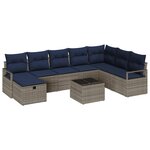 vidaXL Ensemble de Canapés avec coussin 9 Pièces Gris polyrotin