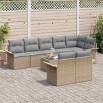 vidaXL Ensemble de canapé de jardin 9 Pièces Beige Poly rotin