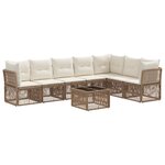 vidaXL Ensemble de canapé de jardin 8 Pièces Beige polyrotin