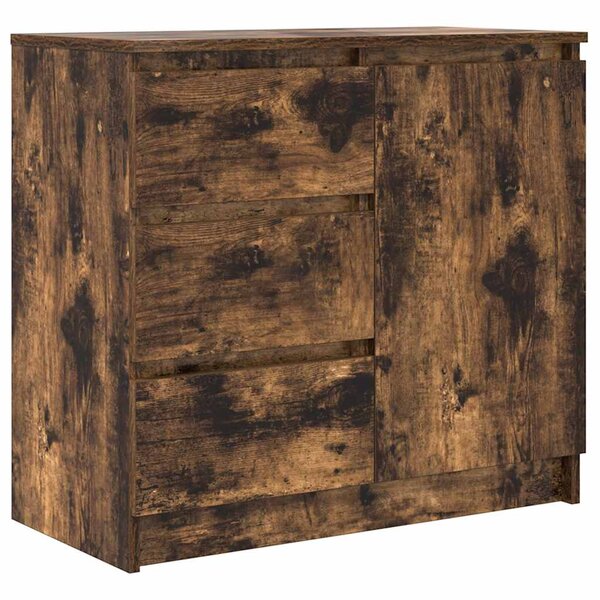 vidaXL Buffet avec tiroir chêne fumé 71x35x65 cm bois d'ingénierie