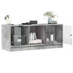 vidaXL Meuble TV avec portes en verre gris béton 102x37x42 cm