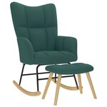 vidaXL Chaise à bascule avec repose-pied Vert foncé Tissu