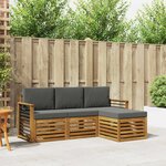 vidaXL Ensemble de canapés d'extérieur 4 Pièces Naturel et Anthracite