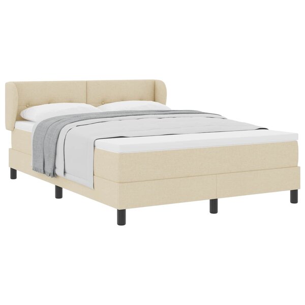 vidaXL Lit à ressorts avec matelas Crème 140 x 190 cm tissu