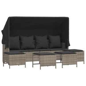 vidaXL Salon de jardin 5 Pièces avec coussins gris résine tressée