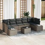 vidaXL Ensemble de canapé de jardin 8 Pièces Gris Poly rotin