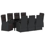 vidaXL Ensemble de salle à manger pour jardin 9 Pièces Noir polyrotin